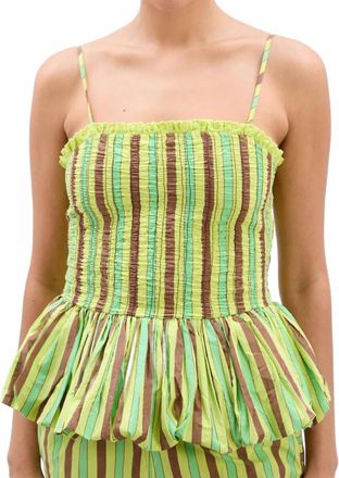 Damson Madder Womens Bethan Bubble Camisole Top In Lime