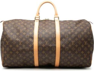 Louis Vuitton Pre-owned Keepall 55 - Dames - Vintage Weekendtas - Bruin - ONE Size - Leer - Vintage
