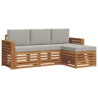 vidaXL Conjunto De Sof&aacute;s De Exterior 4 Pcs Gris Natural Y Claro Vidaxl