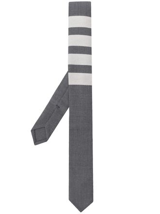 Thom Browne 4-bar plain weave tie - men - Wool - One Size - Grey
