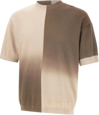 Emporio Armani Rondgebreide trui met ronde hals - Heren - Ronde hals truien - Bruin - L - Katoen - Truien & Vesten
