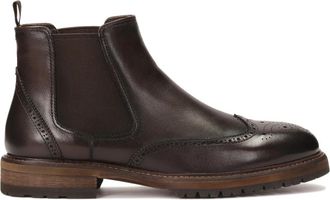 Kazar Bruine leren Chelsea-laarzen met ornamenten - Heren - Chelseaboots - Bruin - 44 EU - Leer - Schoenen