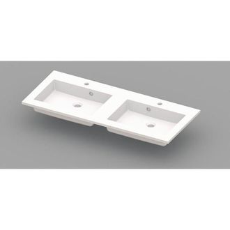 NEMO Spring Coste meubelwastafel 1200 x 500 x 200 mm met 2 afvoergaten D 45 mm 2 kraangaten met overlopen wit kunstmarmer