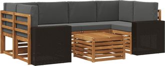 vidaXL Conjunto De Sof&aacute;s De Exterior 7 Uds. Natural Y Antracita Vidaxl