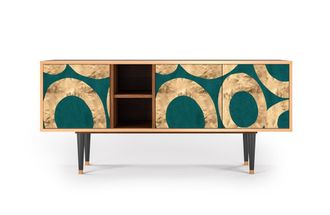 StoryZ Mueble de TV azul-verde 3 puertas L 150 cm