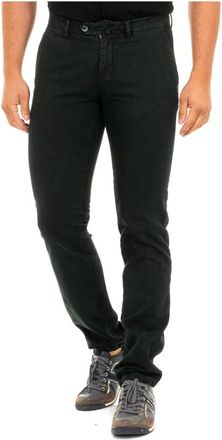 La Martina Marineblauwe Pantalon met Knoopsluiting- Rechte Pijpen - Heren - Slim Fit Broeken - Groen - S - Katoen - Broeken
