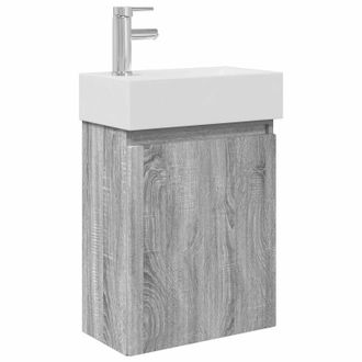 vidaXL M&oacute;dulo De Ba&ntilde;o Con Grifer&iacute;a Sonoma Gris 45,5 X 22,5 X 84 Cm Vidaxl