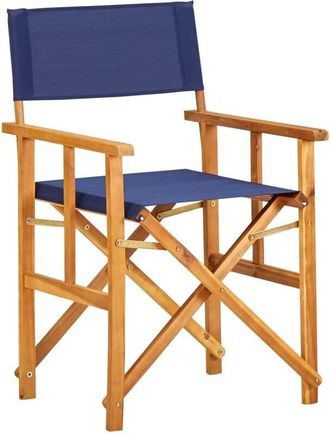 vidaXL Directors Chair Solid Acacia Wood Blue vidaXL