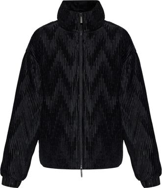 Emporio Armani Donsjack met fluwelen afwerking - Dames - Winterjassen - Zwart - M - Polyester - Jassen