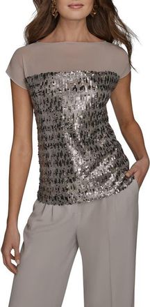 DKNY Mesh Sequin Top in Vapor at Nordstrom, Size X-Large