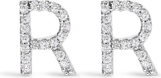 House of Brilliance 10K Gold 1/10 Cttw Diamond Initial A to Z Stud Earring
