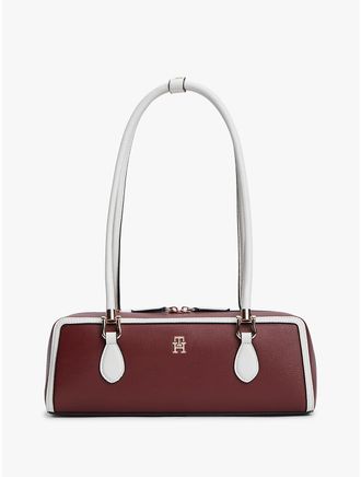 Tommy Hilfiger Womens Monogram East-West Shoulder Bag - Brown