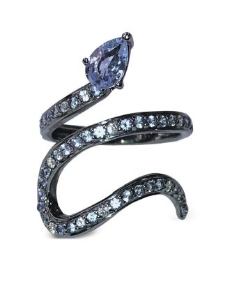 Stéfère 18K white gold Snake sapphire and diamond ring - women - Blue Sapphire/18kt White Gold/White Diamond - 6 - Silver