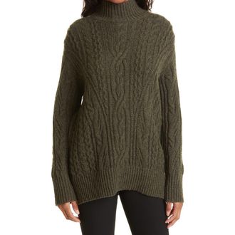 Vince Cable Extrafine Merino Wool Blend Mock Neck Sweater in Heather Frog/Forest at Nordstrom Rack, Size X-Large