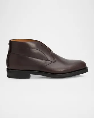 Ferragamo Men & apos;s Settimot Leather Desert Boots