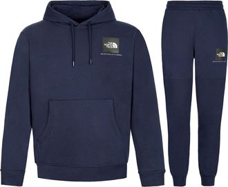 The North Face Mens Mens Small Box Hooded Tracksuit Set Navy Cotton - Size X-Large