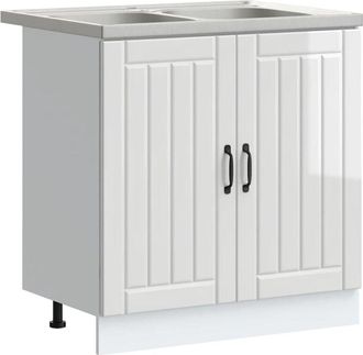 vidaXL Kitchen Cabinet with Door Lucca 2 pcs White 80 x 46 x 81.5 cm vidaXL