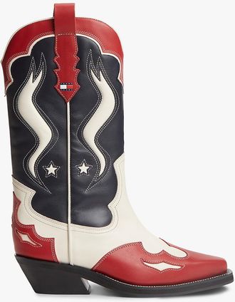 Tommy Hilfiger Womens Tommy Jeans Leather Cowboy Boot - Multi - US 6.5 / EU 37