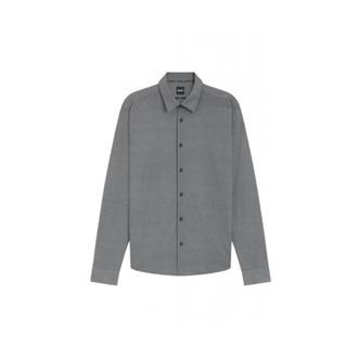 HUGO BOSS Roan Shirt - Heren - Zakelijke Overhemden - Grijs - XL - Katoen - Overhemden