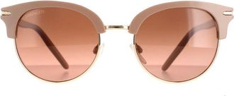 Serengeti Eyewear Semi Rimless Womens Shiny Rose Gold Polarized Drivers Gradient Brown Lela - One Size