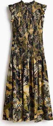 H&M Gesmoktes Midikleid - Schwarz