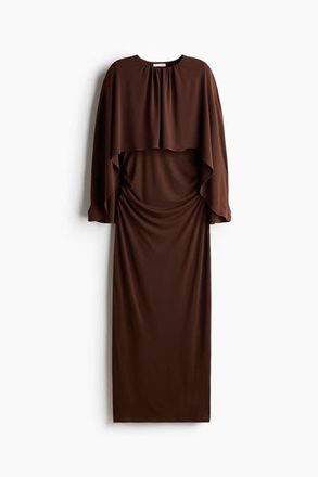 H&M Draped Cape-detail Dress in Dark Brown at Nordstrom, Size X-Small