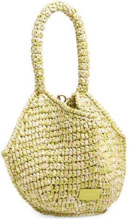 Khaite Mini Lotus Raffia Tote in Citron /White at Nordstrom