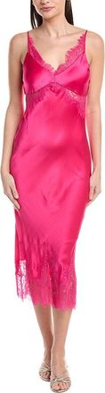 L'agence Scotly Lace Trim Silk Midi Dress