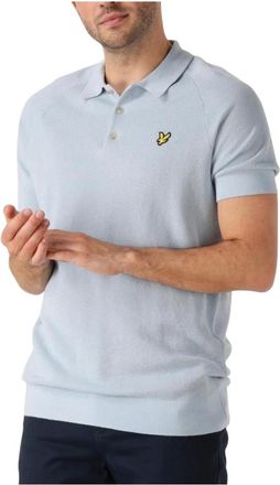 Lyle & Scott Tops, Heren, Blauw, XL, Linnen, Linnen Blend Gebreide Polo Shirt