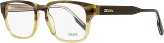 Ermenegildo Zegna Mens Keyhole Rectangular Eyeglasses EZ5262 050 Brown Ombre 53mm