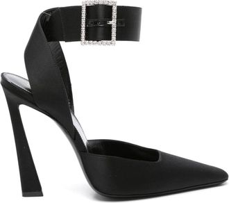 Saint Laurent 110mm Claude slingback pumps - women - Silk - 38.5 - Black