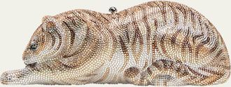 Judith Leiber Wildcat Golden Cub Crystal Clutch Bag