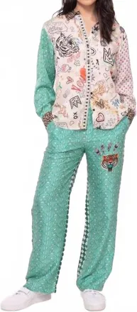 Me369 Isabel Long Sleeve Button Down Shirt In Graffiti