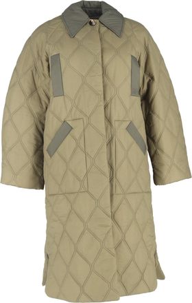 Ganni Ganni Single Breasted Quilted Jacket in Green Polyamide