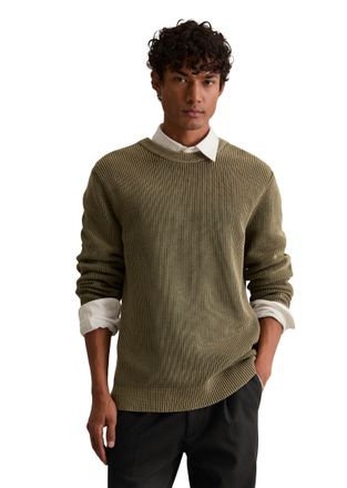 Marc O'Polo Denim Rundhalspullover MARC OPOLO DENIM loose fit mit speziellem Farbeffekt, Herren, Gr. XXL, pale braun, Strick, Obermaterial: 100% Baumwolle, loose fit, R