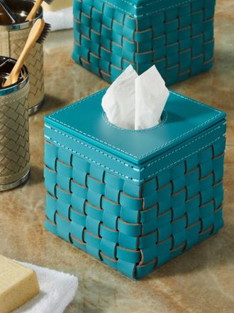 Riviere Woven Leather Tissue Box