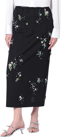 Bernadette Midi Skirts, female, Black, XS, Black Skirts with Linen Blend Lining