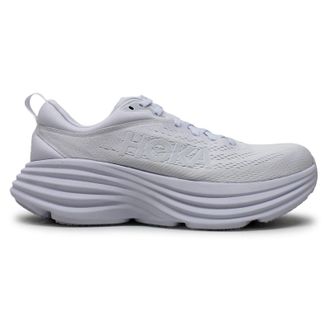 Hoka One One Hoka Bondi 8 Textile Womens Lace Up Trainers - UK 6.5 - US 8 Women - EU 40 - White White - Size:UK 6.5