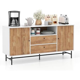 Costway Costway - Mobile Credenza, Mobile tv con Ante Scorrevoli e 2 Cassetti, Mobile da Salotto con Foro per Cavi, Mobiletto Multiuso per Cucina, Sala da