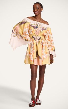 La DoubleJ Sienna Mini Dress Plac&eacute;e in Florette Plac&eacute;e Pale Pink at Nordstrom, Size Medium
