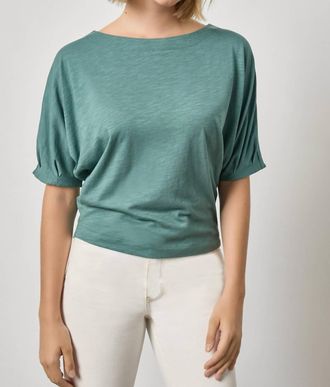 Lilla P Darted Sleeve Dolman Wedge Top In Eucalyptus