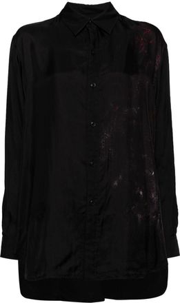 Yohji Yamamoto abstract-print long-sleeve shirt - women - Cupro - 2 - Black