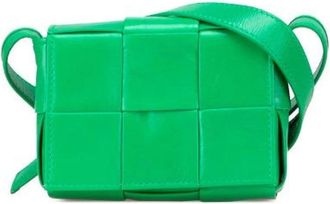 Bottega Veneta Pre-owned Cross Body Bags, female, Green, Size: ONE SIZE Pre-owned Mini Cassette Leather Shoulder Bag