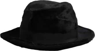 Dolce & Gabbana HAT10089 Rabbit Leather Wide Brim Fedora - Black