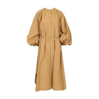 Loulou Studio Vitti Cotton Poplin Dress - female - Loulou Studio - Midi Dresses - Beige - XS - Dresses