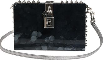Dolce & Gabbana Black Acrylic Plexiglass Studded DOLCE BOX Clutch Womens Bag