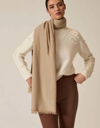 James Lakeland Womens Soft Shine Beige Scarf