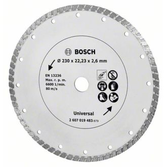 Bosch 2607019483 - Disco De Diamante Para Materiales De Construcci&oacute;n Turbo (di&aacute;metro De 230 Mm)