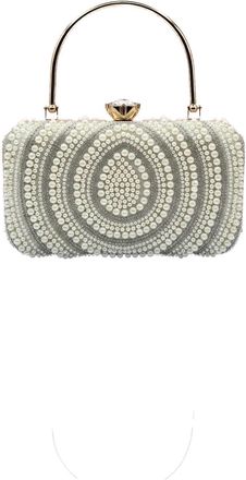 Generic Jewelled Pearl & Crystal Clutch Bag Gold