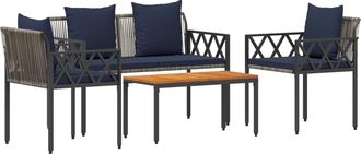 vidaXL Juego De Muebles De Exterior 4 Uds. Gris Y Azul Marino Vidaxl